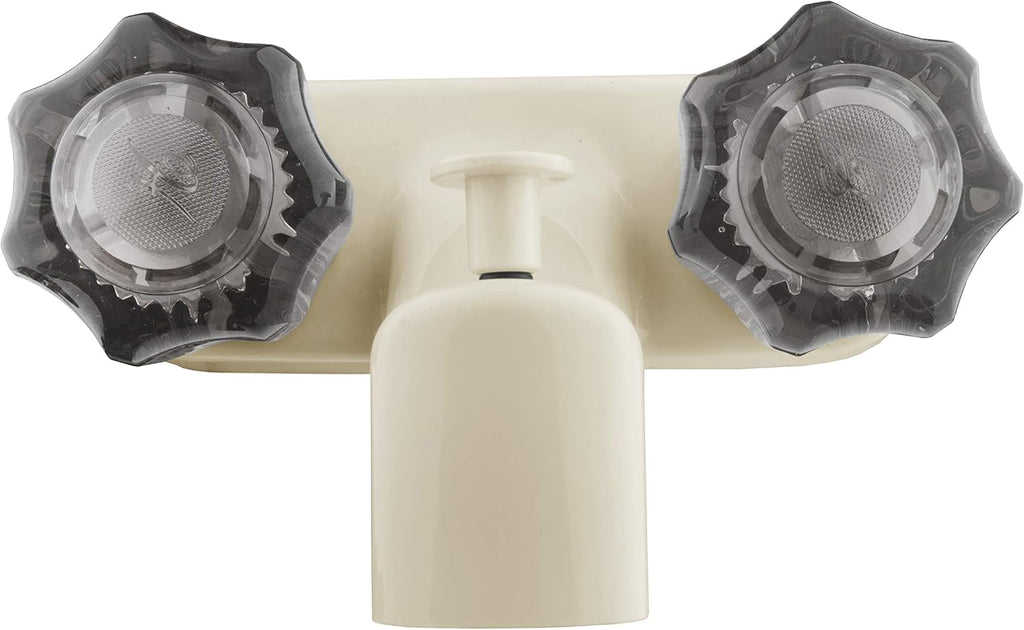 DF-SA110S-BQ RV Tub & Shower Faucet Valve Diverter with Smoked Acrylic Knobs (Bisque Parchment)
