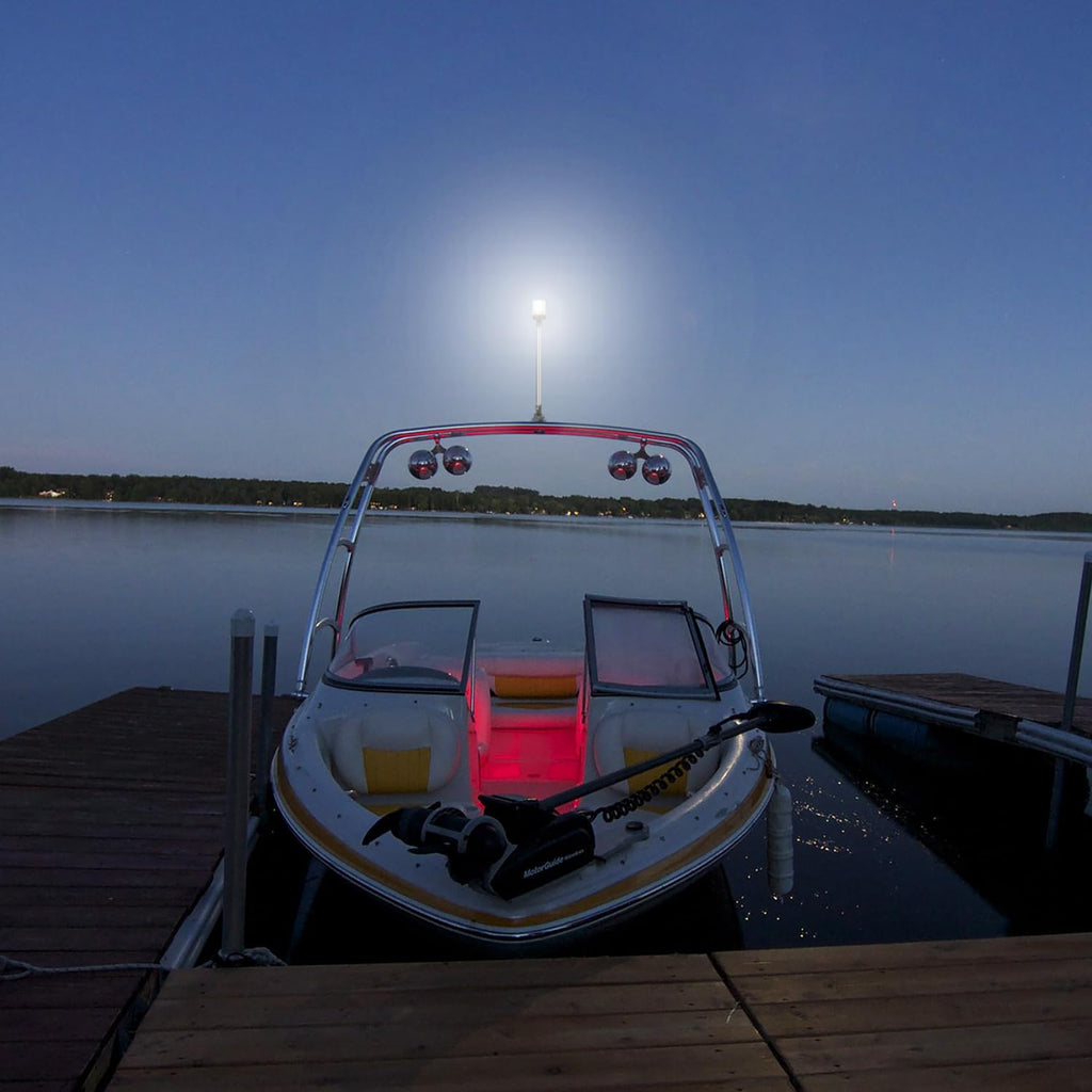 Boat Anchor Light 3-Nautical Mile White LED Fold down Stern Light for Pontoon and Fishing Boat All round 360° White LED 12-24V (9" Foldable)