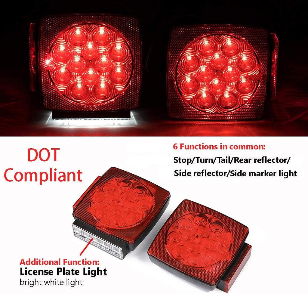 12V Submersible LED Trailer Tail Light Kit for under 80 Inch Boat Utility Waterproof (Trailer Light Kit)