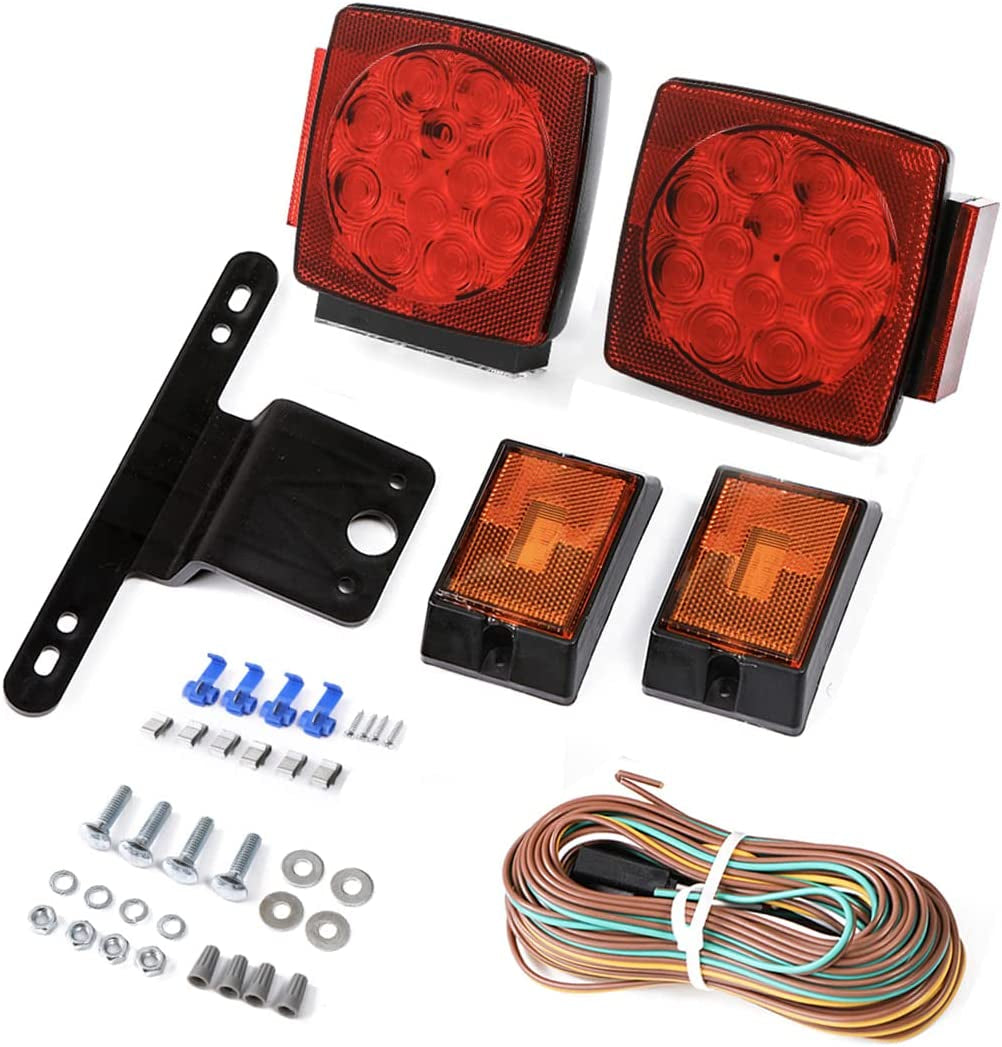 12V Submersible LED Trailer Tail Light Kit for under 80 Inch Boat Utility Waterproof (Trailer Light Kit)