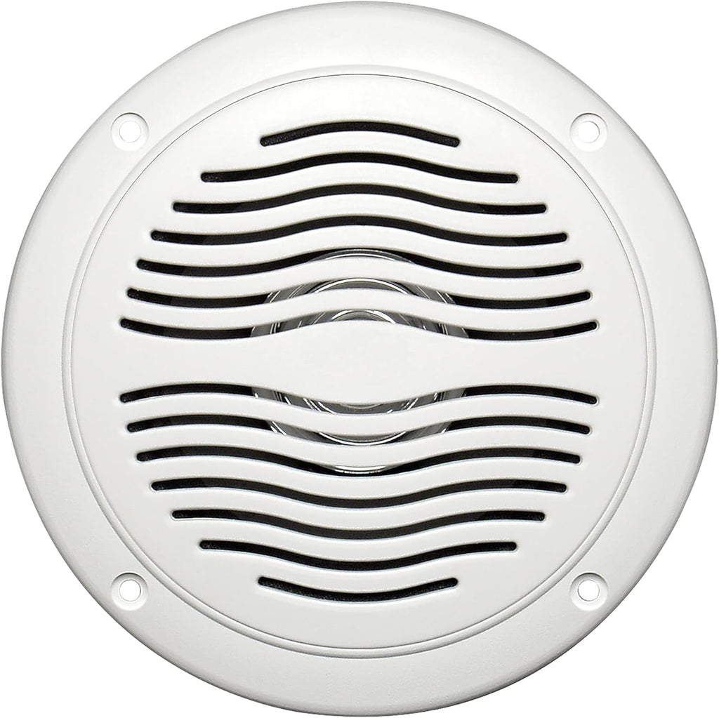 5-Inch Water Resistant Outdoor Speakers, Dual Cone, 25W Peak Power, Marine and RV Compatible (White)
