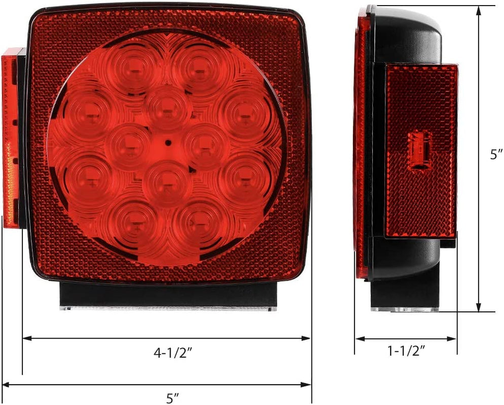 12V Submersible LED Trailer Tail Light Kit for under 80 Inch Boat Utility Waterproof (Trailer Light Kit)
