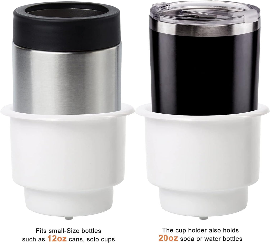 4Pcs Marine Plastic Cup Drink Holder with Drain Insert, White