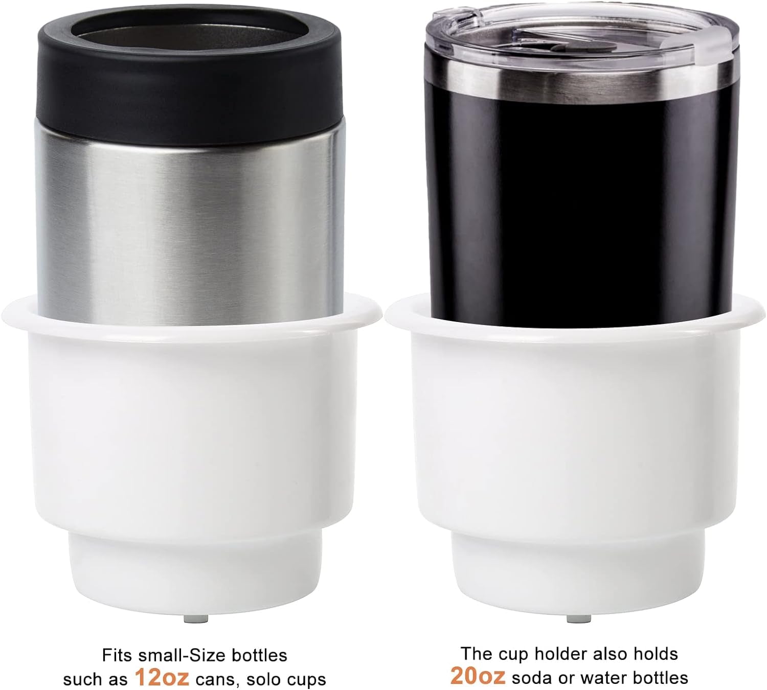 4Pcs Marine Plastic Cup Drink Holder with Drain Insert, White